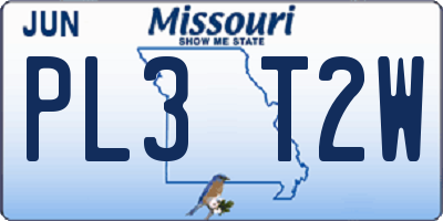MO license plate PL3T2W