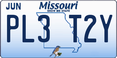 MO license plate PL3T2Y