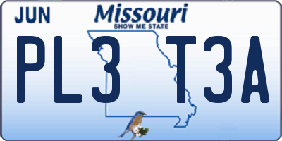 MO license plate PL3T3A