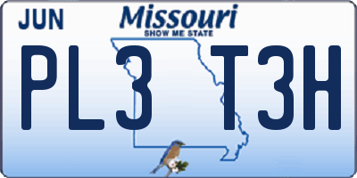 MO license plate PL3T3H