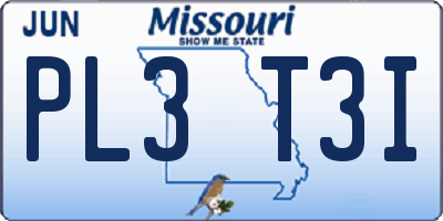 MO license plate PL3T3I