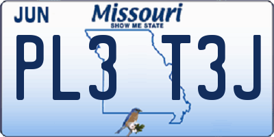 MO license plate PL3T3J