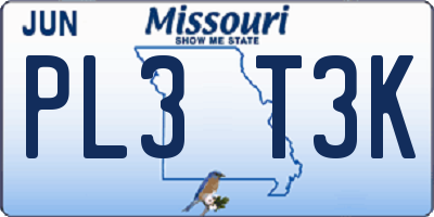MO license plate PL3T3K