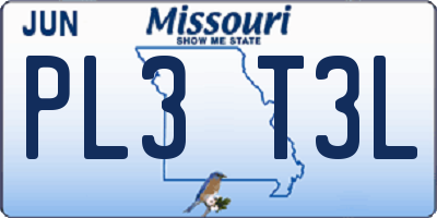 MO license plate PL3T3L