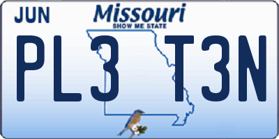 MO license plate PL3T3N