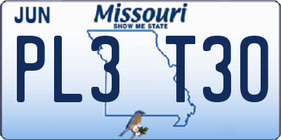 MO license plate PL3T3O