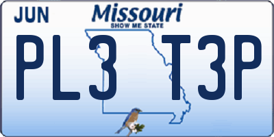 MO license plate PL3T3P