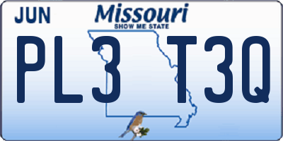MO license plate PL3T3Q