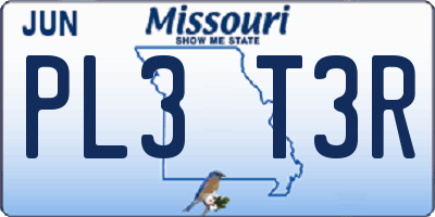 MO license plate PL3T3R