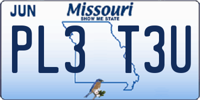MO license plate PL3T3U