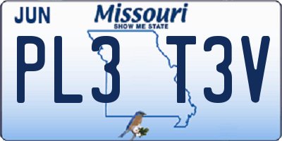 MO license plate PL3T3V
