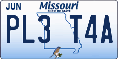 MO license plate PL3T4A
