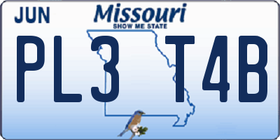 MO license plate PL3T4B