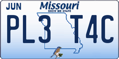 MO license plate PL3T4C