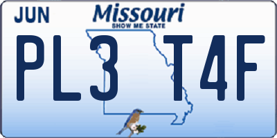 MO license plate PL3T4F