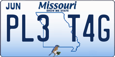 MO license plate PL3T4G