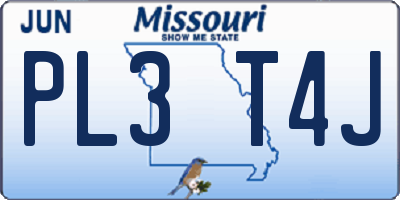 MO license plate PL3T4J