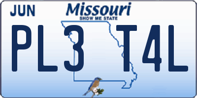 MO license plate PL3T4L