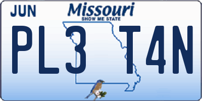 MO license plate PL3T4N