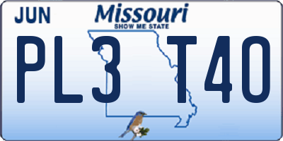 MO license plate PL3T4O