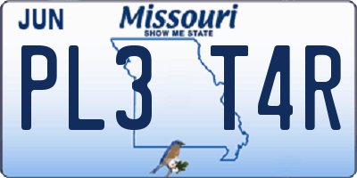 MO license plate PL3T4R