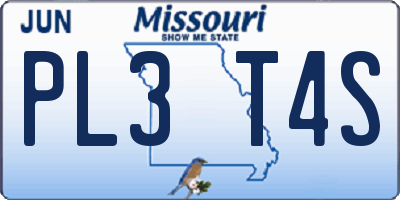 MO license plate PL3T4S