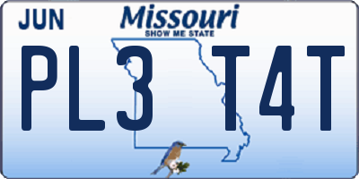 MO license plate PL3T4T