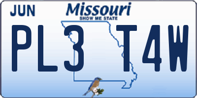MO license plate PL3T4W