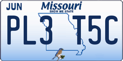 MO license plate PL3T5C