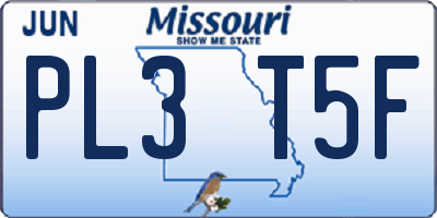 MO license plate PL3T5F