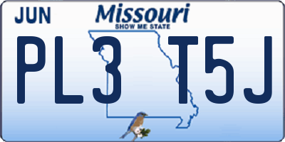 MO license plate PL3T5J