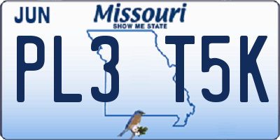 MO license plate PL3T5K