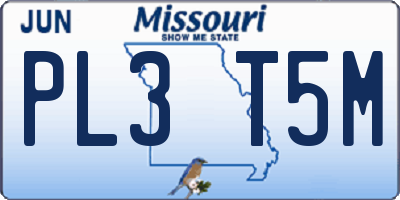 MO license plate PL3T5M