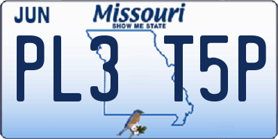 MO license plate PL3T5P