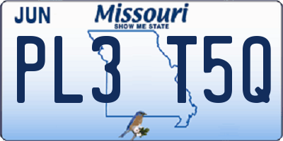 MO license plate PL3T5Q