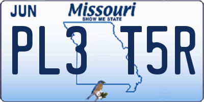 MO license plate PL3T5R