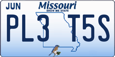 MO license plate PL3T5S