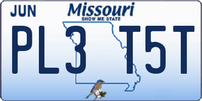 MO license plate PL3T5T
