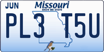 MO license plate PL3T5U