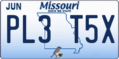 MO license plate PL3T5X
