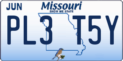 MO license plate PL3T5Y