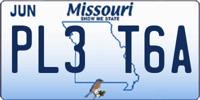 MO license plate PL3T6A