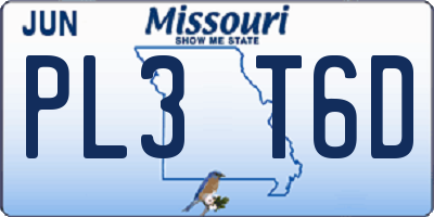 MO license plate PL3T6D