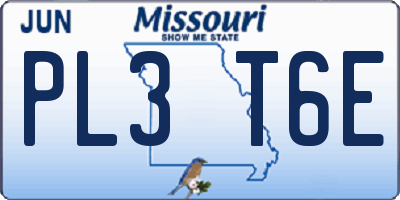 MO license plate PL3T6E