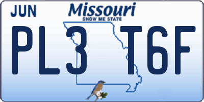 MO license plate PL3T6F