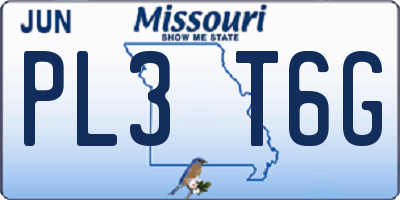 MO license plate PL3T6G