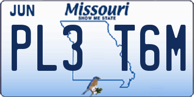 MO license plate PL3T6M