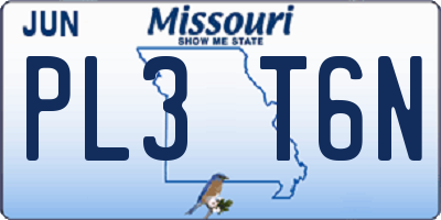 MO license plate PL3T6N