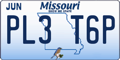 MO license plate PL3T6P