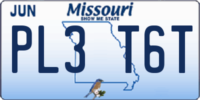 MO license plate PL3T6T